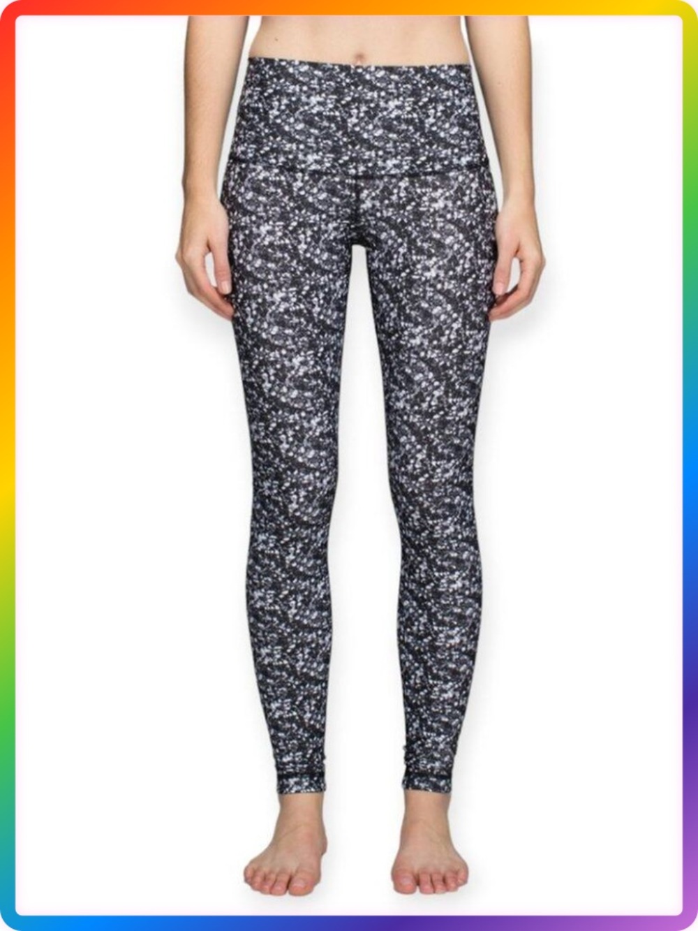 Lululemon Shine Tight Roll Down Legging SIZE 4 Shimmy Shimmer Black White Yoga